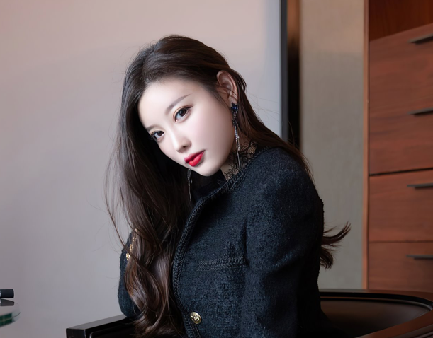 杨晨晨cos旗袍制服+抹胸碎花裙+紫色T恤+黑色短西装写真-长游分享网